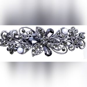 NEW Dark Gray Rhinestone Barrette!